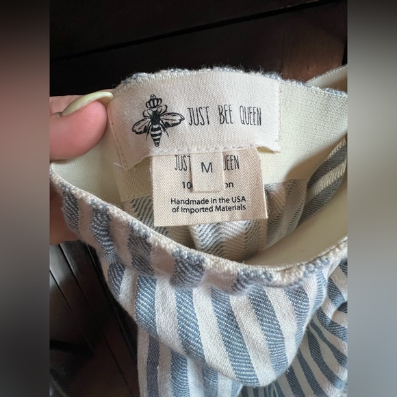 Just Bee Queen Blue and Cream Tulum Stripe Skirt Size M - Picture 5 of 12